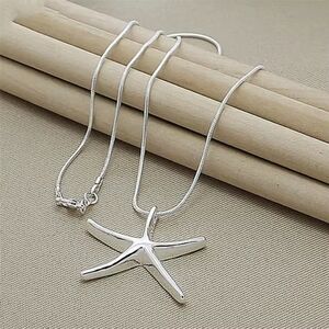 Sterling Silver Starfish Pendant Necklace With Snake Chain.